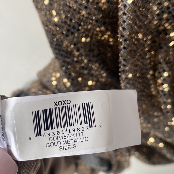 (A2) NEW Cosmopolitan x Dress The Population XOXO Gold Metallic Dress, Sz S,NWOT - Picture 11 of 13